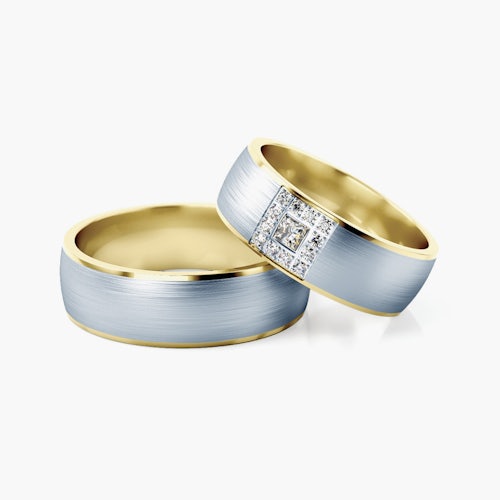 Obrączki ślubne: dwukolorowe złoto, okrągłe, 6,6 mm